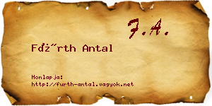 Fürth Antal névjegykártya